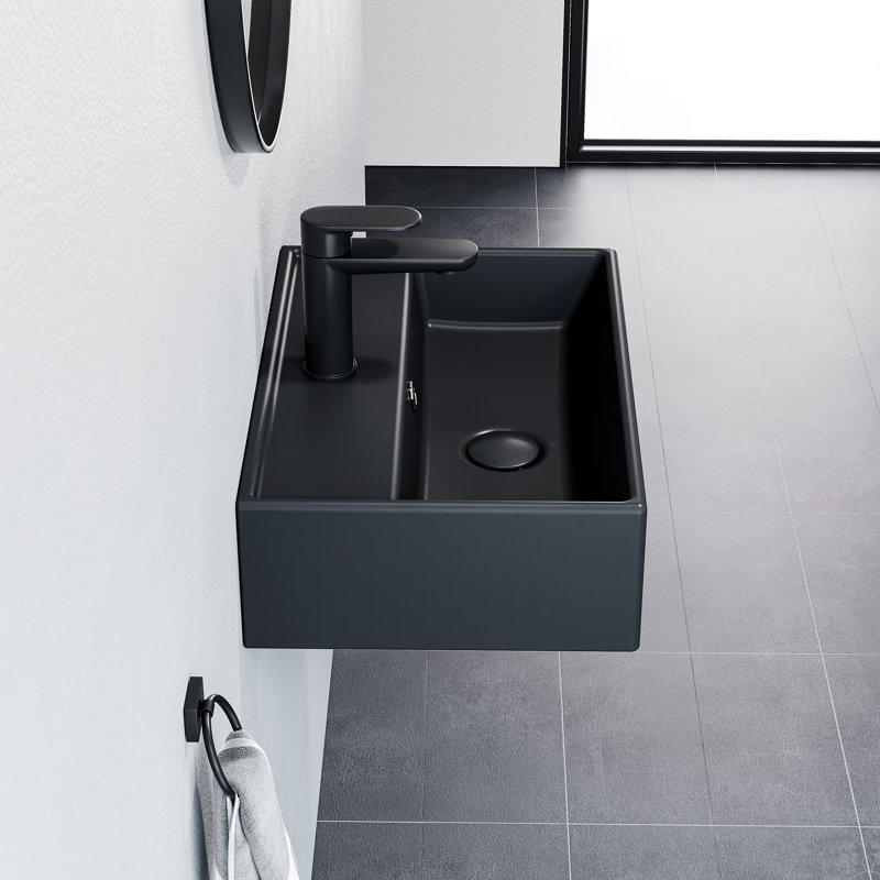Belfry Bathroom 45mm L x 310mm W Matte Black Ceramic Rectangular Sink with Overflow