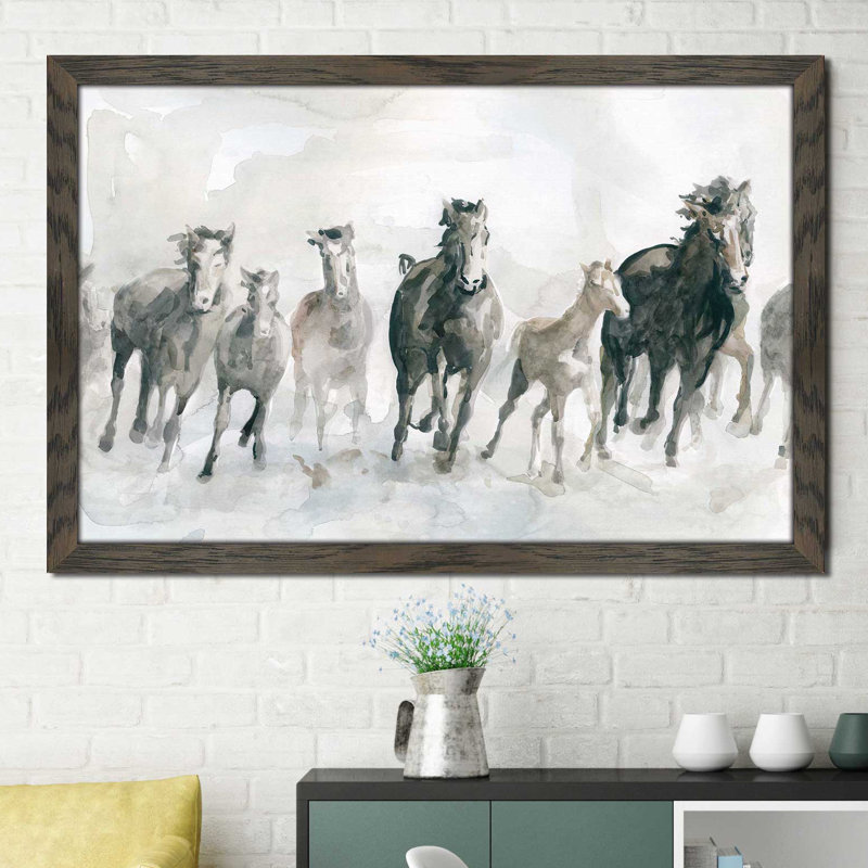 «Run Wild» par Carol Robinson - Reproduction d'art sur toile / acrylique encadrée bousculade