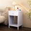 Table de chevet mauve à tiroir moderne avec tablette ouverte, bordure festonnée pour espace de rangement «Room, Compact and Polyvalent Cute Design»