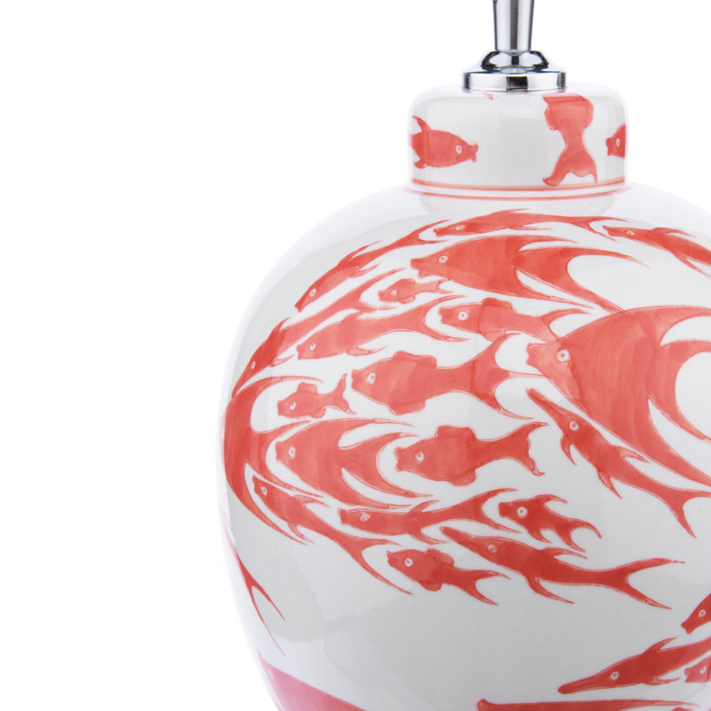 Simone Ceramic Table Lamp Fish Pattern Base Only, Coral