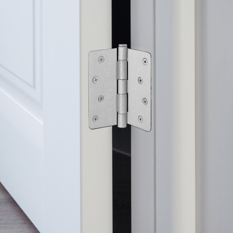4 in. x 1/4 in. Radius Door Hinge Value Pack (3 per Pack), Satin Nickel