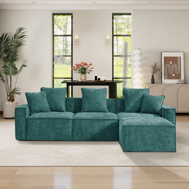 Canapé modulaire rembourré 108 po avec repose-pieds 108 po