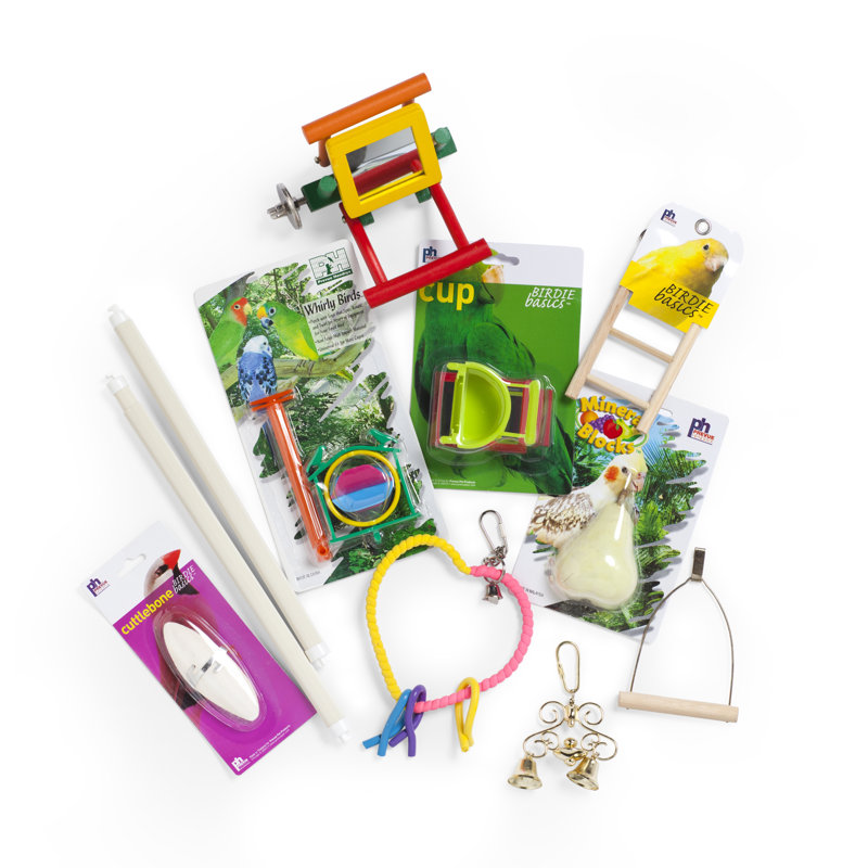  22" Plastic Flat Top Starter Bird Kit with Perch, White / Purple