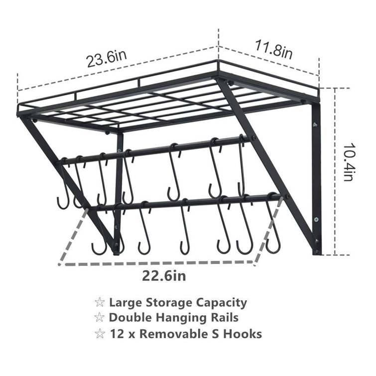 Red Barrel Studio® Metal Rectangle Wall Mounted Pot Rack & Reviews