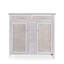 Banc de rangement en verre blanc + bois massif + bois manufacturé + rotin-1735130692