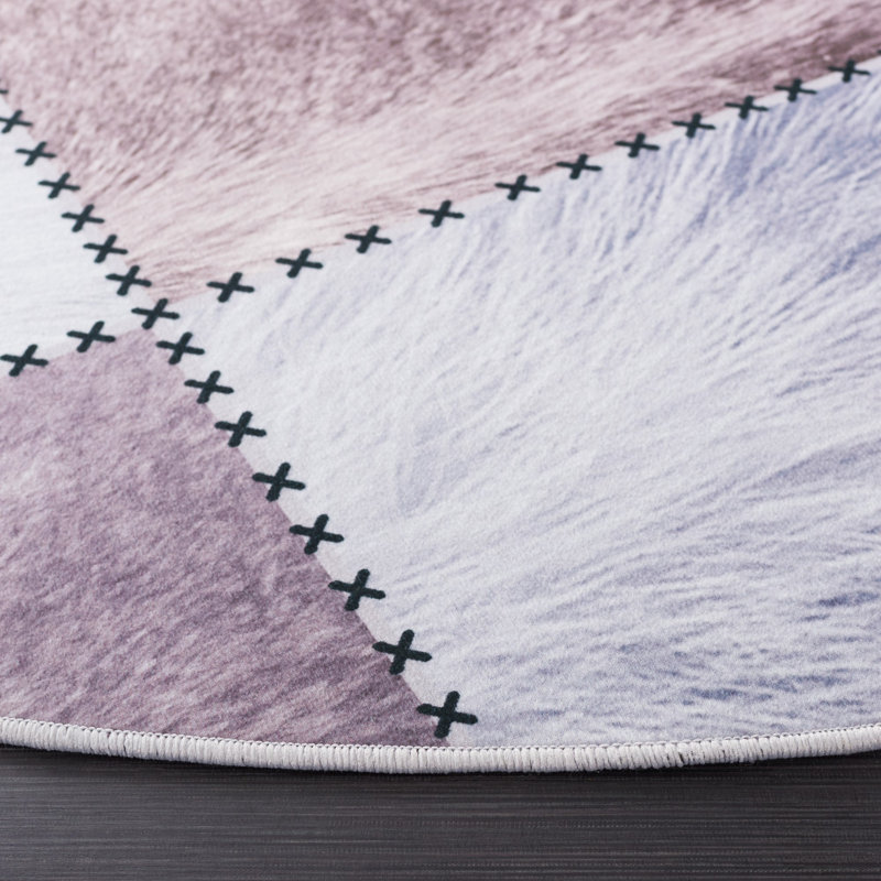 Faux Hide Performance Machine Washable Geometric Rug, Round 6'