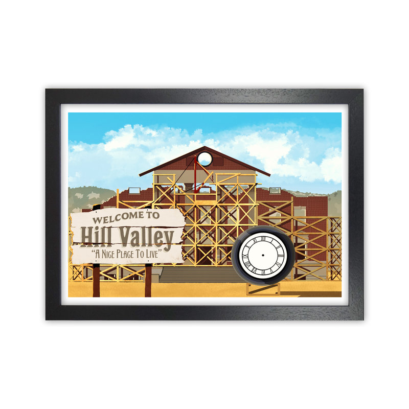 Hill Valley 1885 1 Piece Wall Art, 24cm H x 34cm W x 3cm D, Black Framed