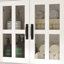 White Bathroom Storage Cabinet With Glass Doors & Black Handles