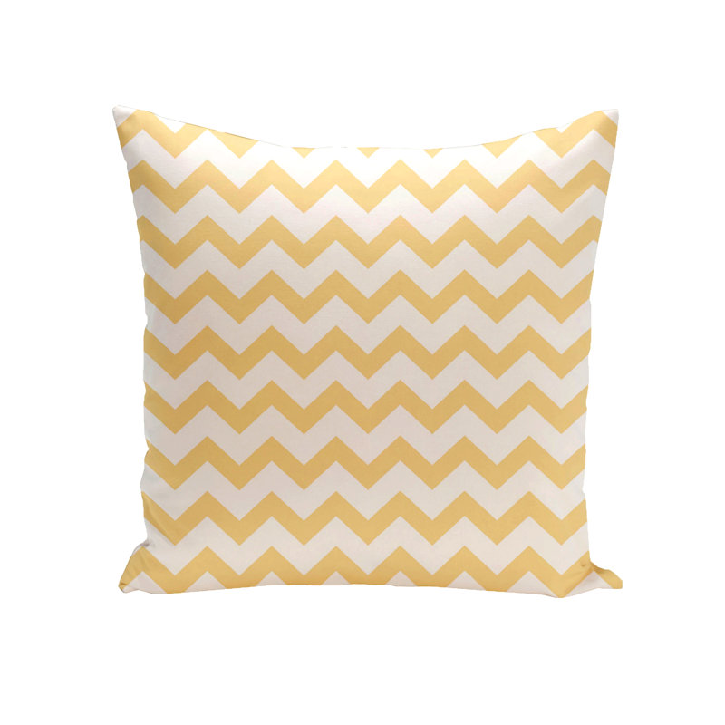 Chevron Outdoor Reversible Throw Pillow, 18"x18", Yellow