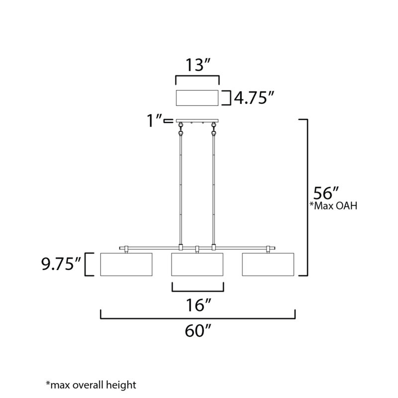 Luminaire suspendu tambour à 3 lumières pour îlot de cuisine Eronim, Bronze huilé, Beige