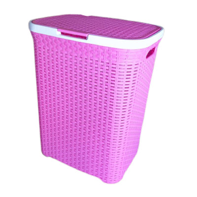 65L Laundry Hamper with Lid – Rattan Effect Washing Basket