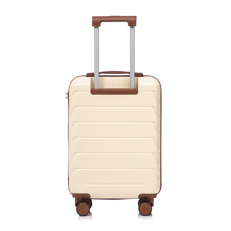 Bagage de cabine rigide en ABS beige de 20 pouces avec roulettes