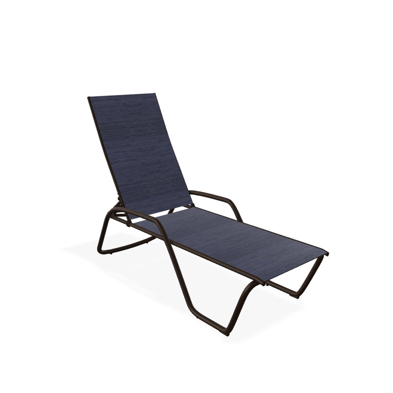 Outdoor Rust-Resistant Metal Chaise Lounge, Textured Kona, Collect Indigo