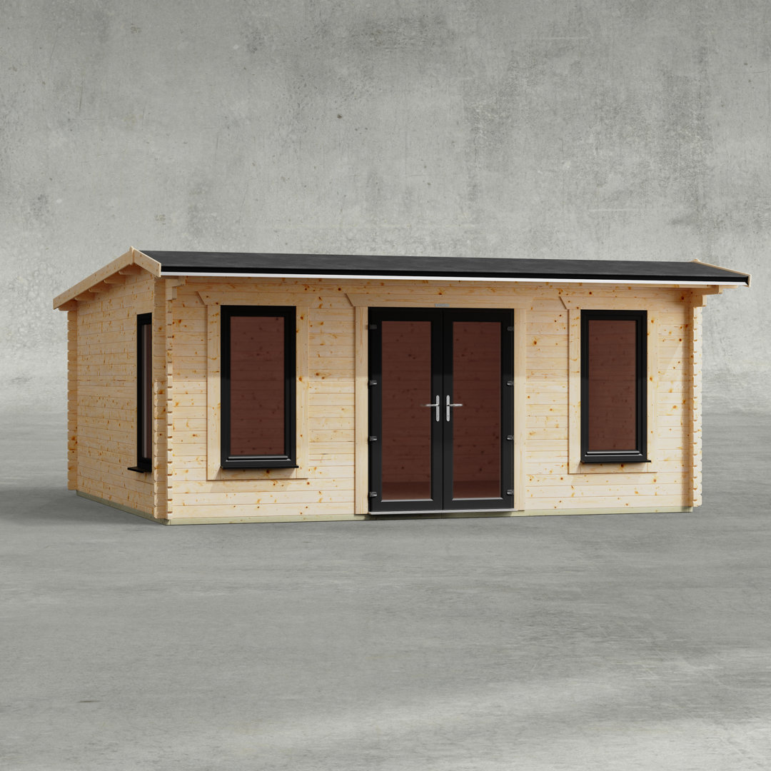 Powersheds 18 x 16ft Apex Log Cabin, Doors Central - 44mm