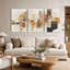 «Folded Paper Collage in Earth Tones», ensemble de 3 toiles murales-1222270770