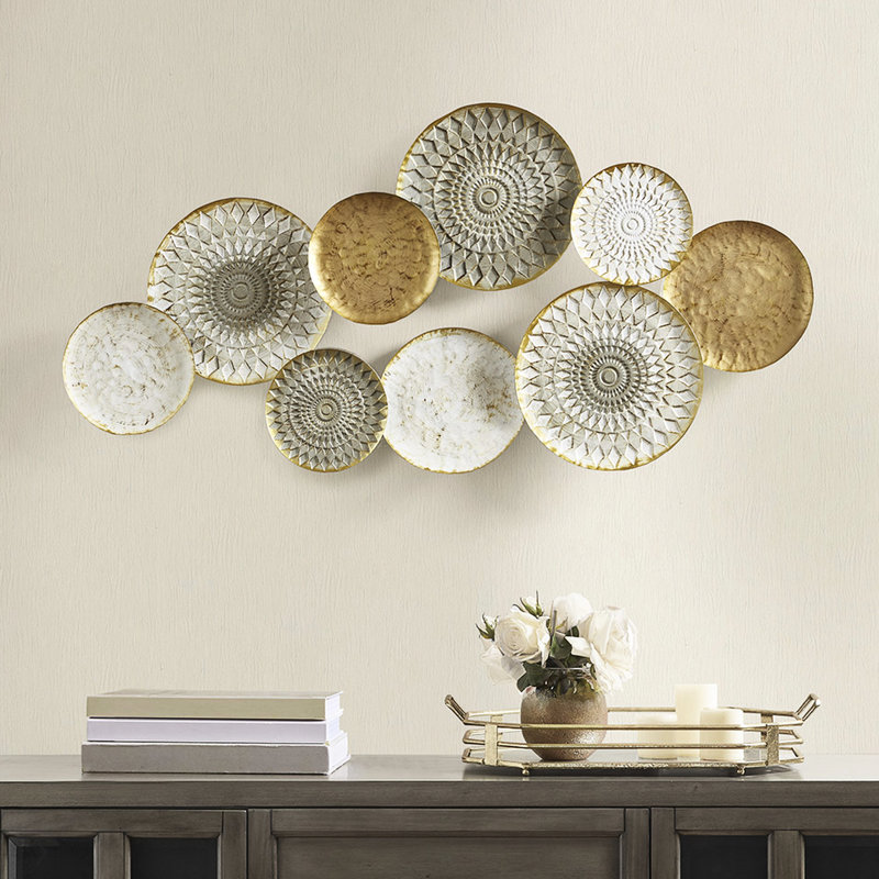 Multi Geometric Metal Plate Hanging Decor - Create A Stunning Visual Disc Enhance Your Interior