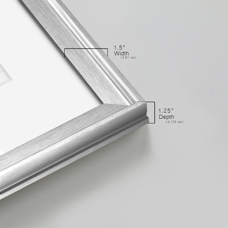 Imprimé floral rétro CCLxxi - impression encadrée sur mesure de qualité supérieure - 3 pièces, Argent argent