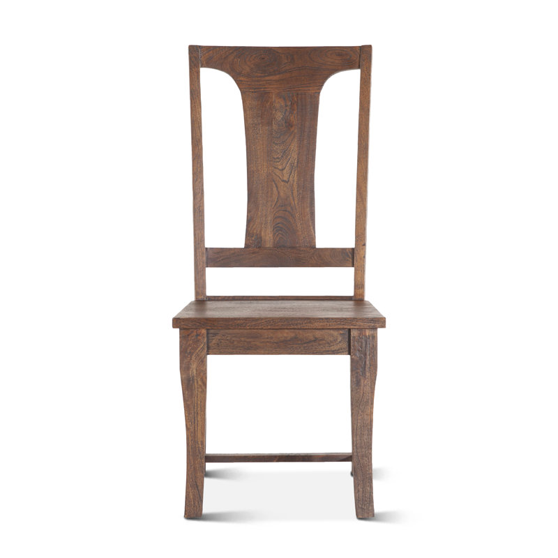 Chaise d'appoint en bois massif Colbourne, Bois de manguier patiné, Bois de manguier patiné