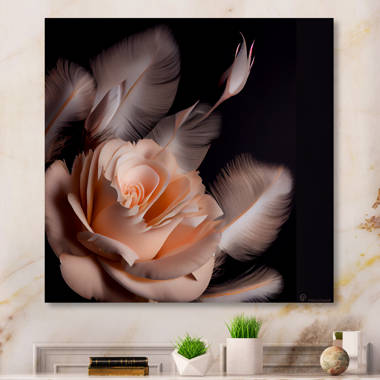 Modern Iridescent Pink Feathers - Painting Dakota Fields Size: 16 H x 16 W x 1 D, Format: Silver Picture Frame