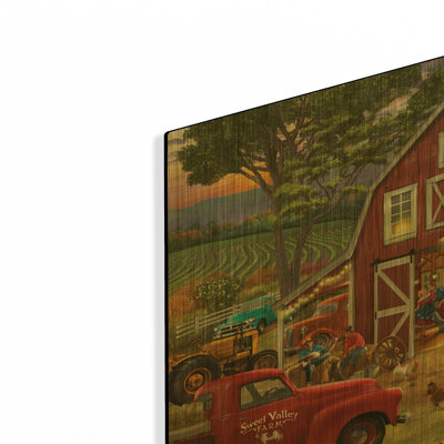 «The Barn Dance» par Bigelow, art mural en métal doré, 16 po x 12 po