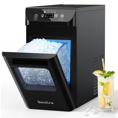 Machine à glaçons Nugget, 44 lb par jour, machine à glaçons à croquer avec auto-nettoyage, minuterie programmable, fonctionnement en un clic, machine à glaçons de comptoir compacte avec pelle et panier pour la maison, la cuisine, le bureau