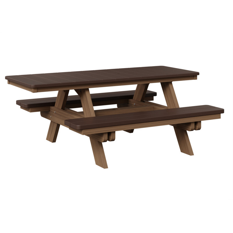 Berlin Gardens Ada Rectangular Picnic Table, Chocolate Brown Top/Antique Mahogany Base