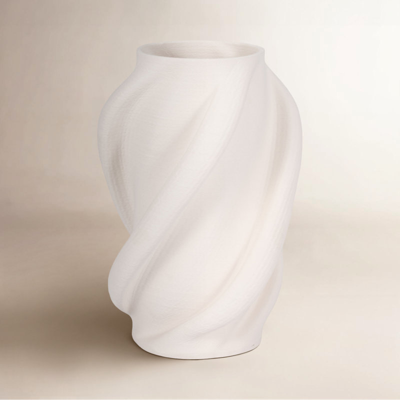 Minze Murano 3D Printed Vase, White, 15" H X 11" W X 10" D