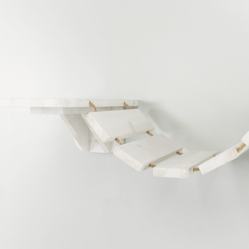 White Wall Mounted Cat Bridge with Sisal Steps