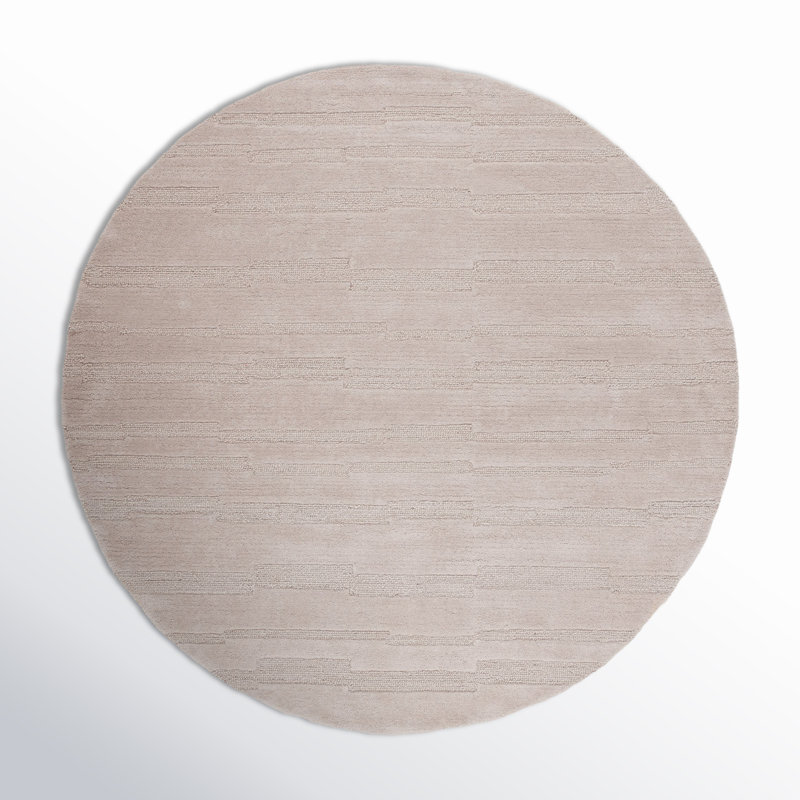 Elona Hand Tufted Wool/Cotton Area Rug in Beige, Round 6'
