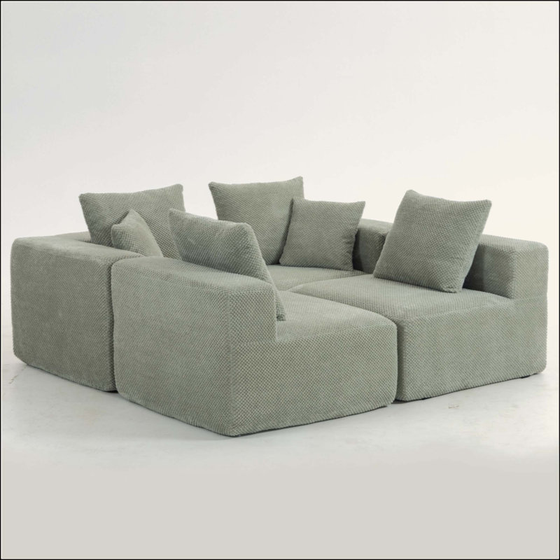 Modular Sectional For Living Room, Full-Foam Build, Textured Upholstery, Compact Compressed Package, Simple Assembly