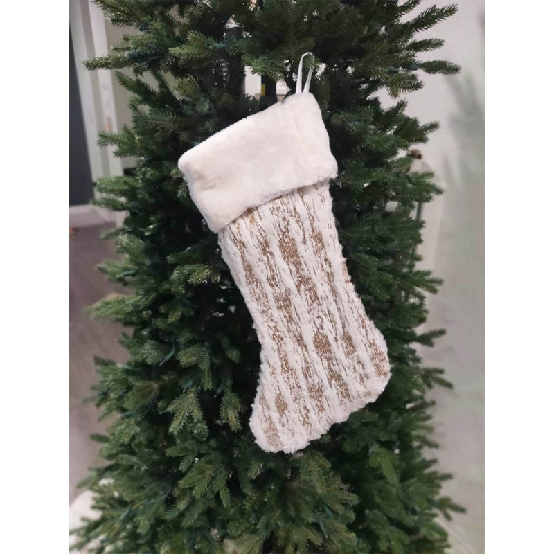 Chaussette de Noël en fausse fourrure métallisée, Or