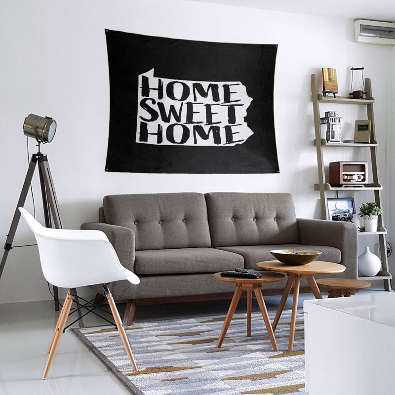 Tapisserie Home Sweet Pennsylvania, H 60 po x l 51 po, Noir