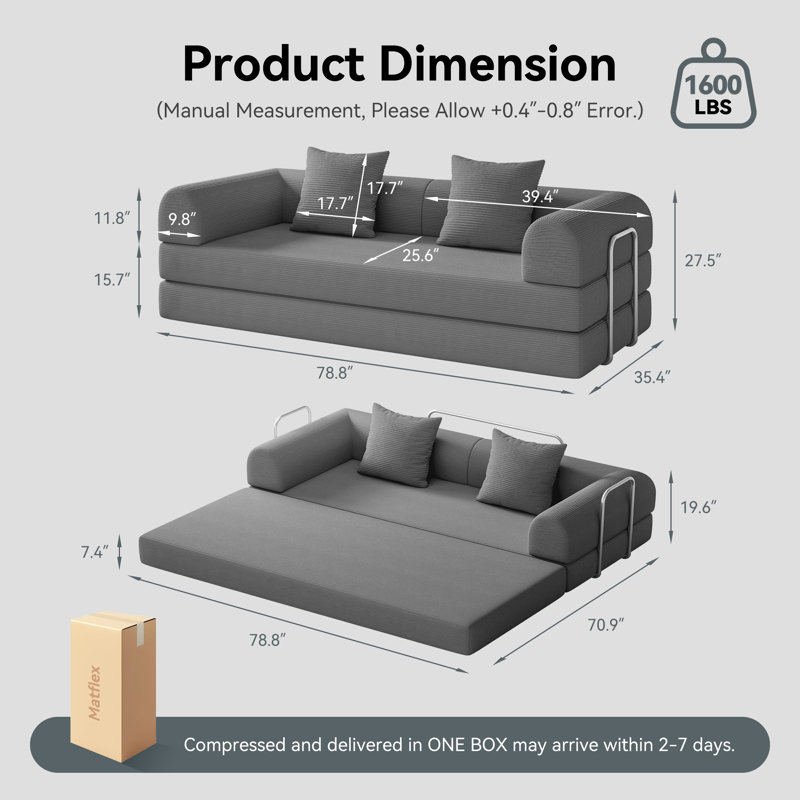 Canapé-lit modulaire Boneless, Gris