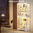 Brottar Display Cabinet With Glass Door, Curio Cabinet With 3 Color Light For Collectibles, Display Case With Adjustable Glass Shelves, Human Body Sensor, Multi-functional Storage Cabinet, White-1496384606