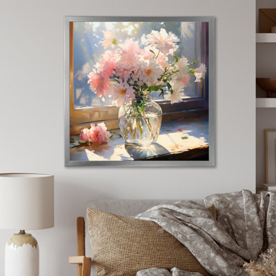 " Beautiful Pink Flowers In Sunlit Vase "