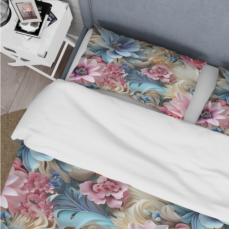 Ensemble de housse de couette Vintage Pastel Harmonous Paisley Dreams III, Housse de couette pour grand lit et 2 taies décor