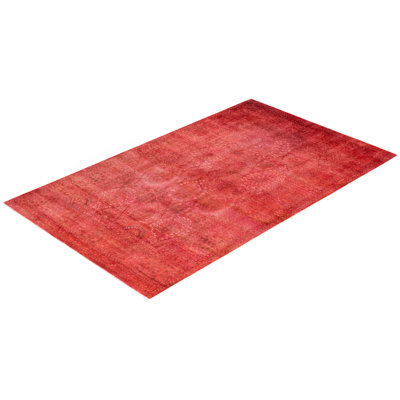 Tapis rouge moderne et contemporain en laine noué à la main Collett 6 pi 0 po x 9 pi 8 po