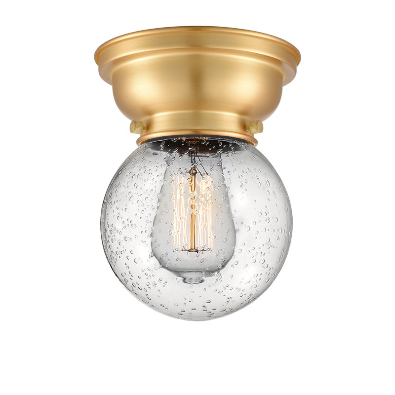 Lorri Glass Flush Mount, No Bulb Included, Seedy, Satin Gold