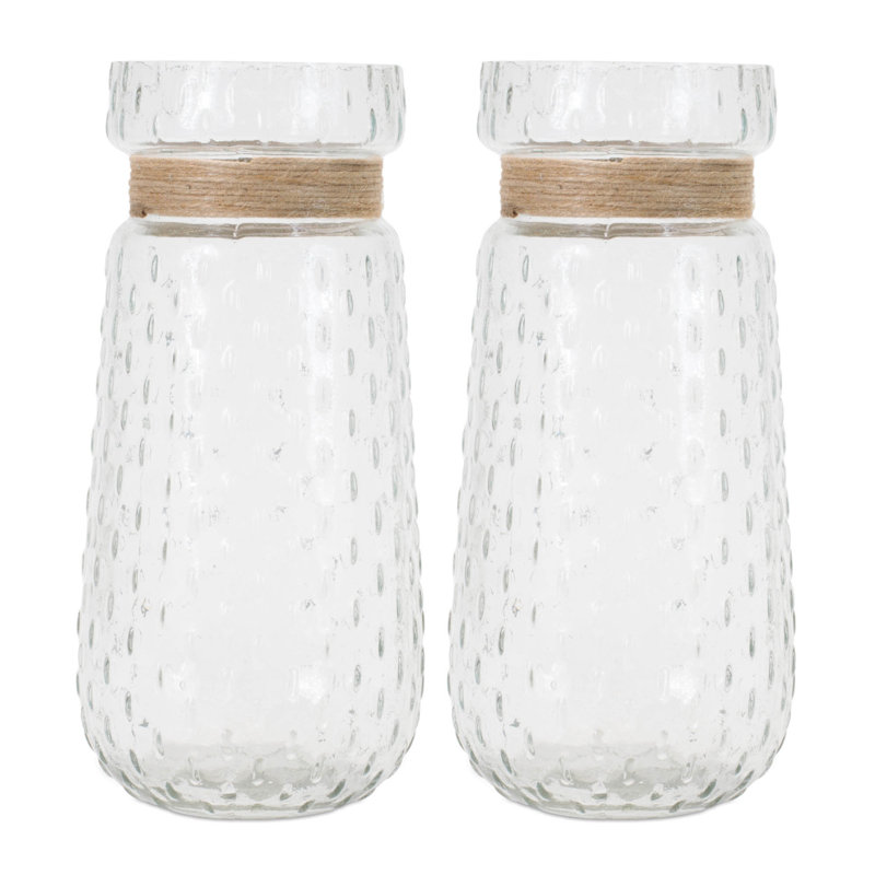 Texture Glass Vase with Jute Accent