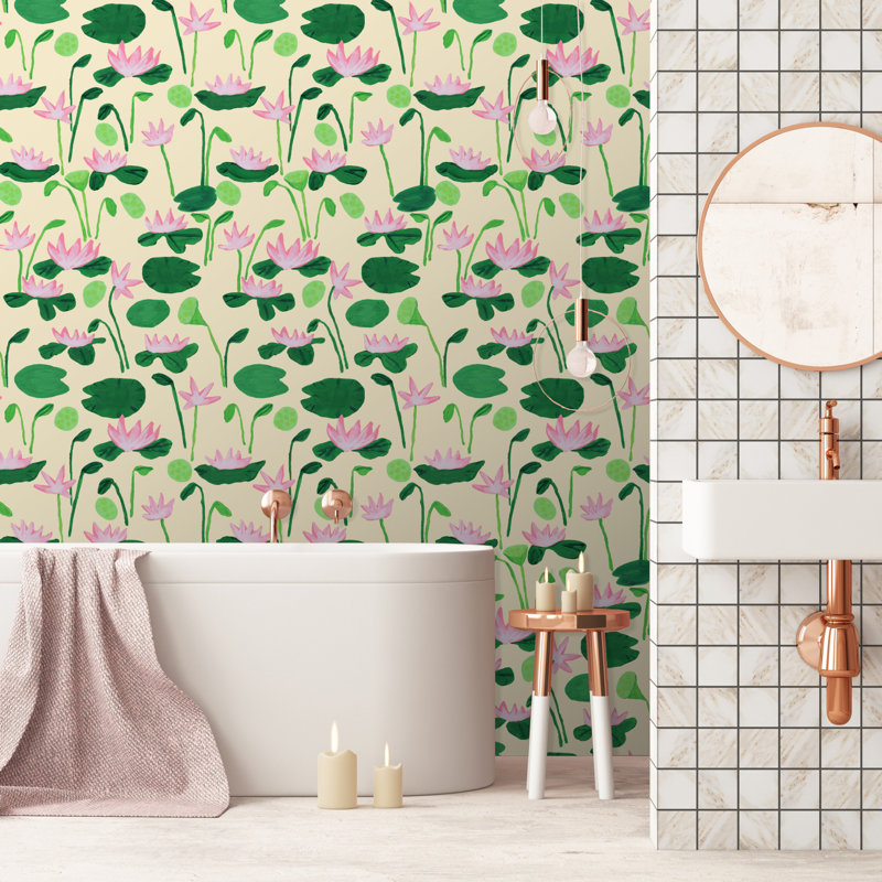 Susan Hable Floral Wallpaper Double Roll by Susan Hable, Sand