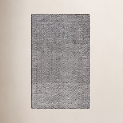 Rita Black White Hand-Woven Chevron Wool Rug