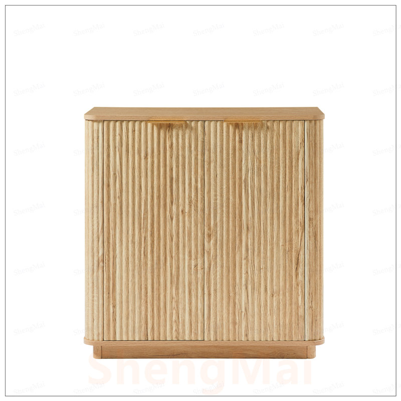 Armoire-buffet élégante à conception courbée avec rangement réglable pour espaces de vie modernes