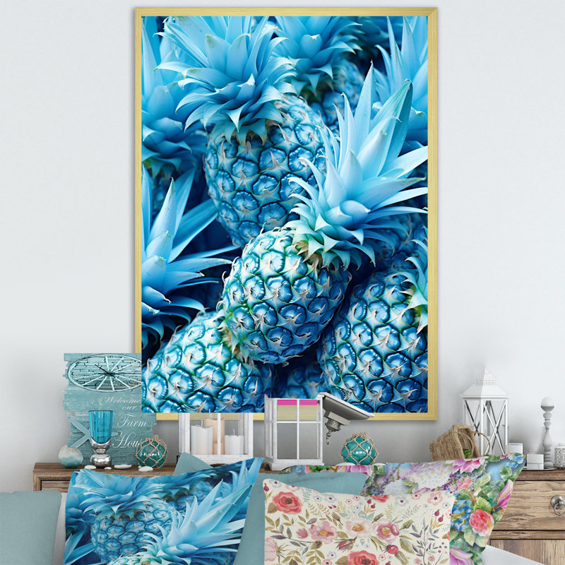 «Juice Pineapple Bliss V», reproduction sur toile, Encadrement doré, H 32 po x l 16 po x P 1 po