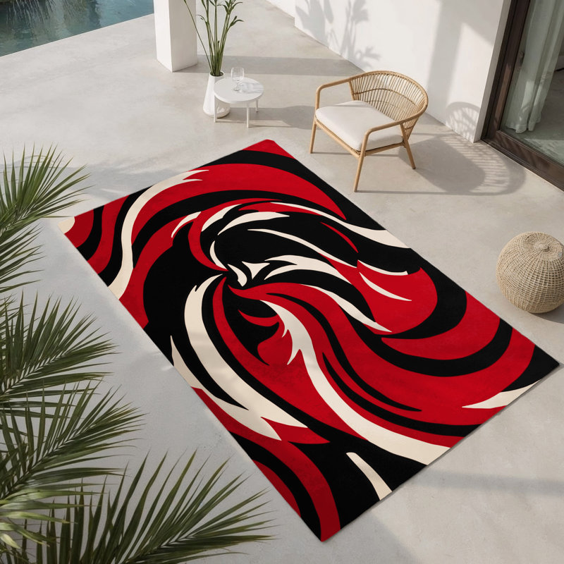 Infernal Edge Indoor And Outdoor Area Rug, Rectangle 9' x 12'