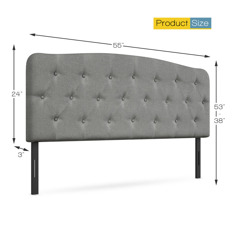 Upholstered Headboard, Light Gray