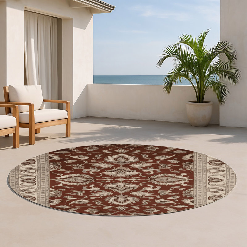 Tapis d'intérieur et d'extérieur gris français, Rond 5 pi