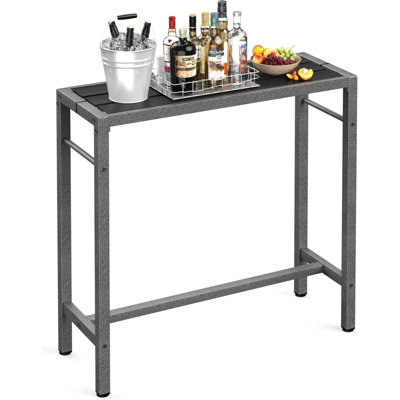 Outdoor Bar Table 39'' Patio Table Pub Height Dining Table With Waterproof Top And Hammer Finish Stand For Hot Tub, Garden, Backyard