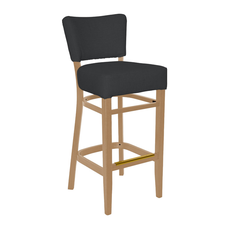 Tabouret de bar Madison, Gris foncé, Bois naturel