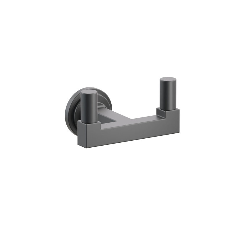 Emtek Select Double Hook w/ Step Disc Rosette, Square Stem & Smooth Tip, Flat Black
