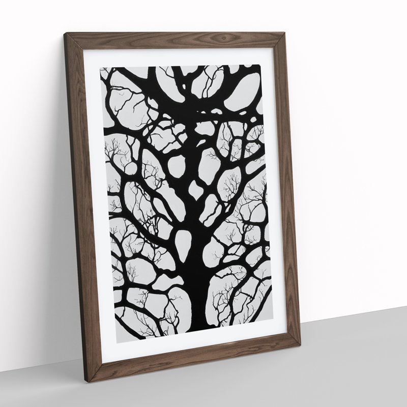A Monochrome Tree No.4 - Framed Print, 34cm H x 25cm W x 2cm D, Walnut Framed